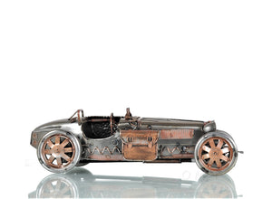 Homeroots C1924 Bugatti Bronze And Silver Racecar Model Sculpture  Metal 401145