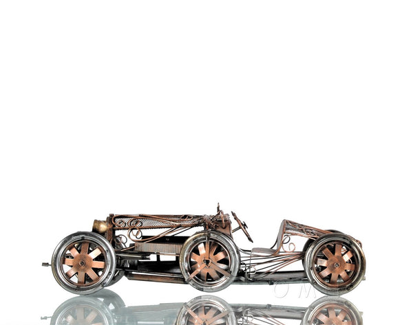 Homeroots C1924 Bugatti Bronze And Silver Open Frame Racecar Sculpture  Metal 401146