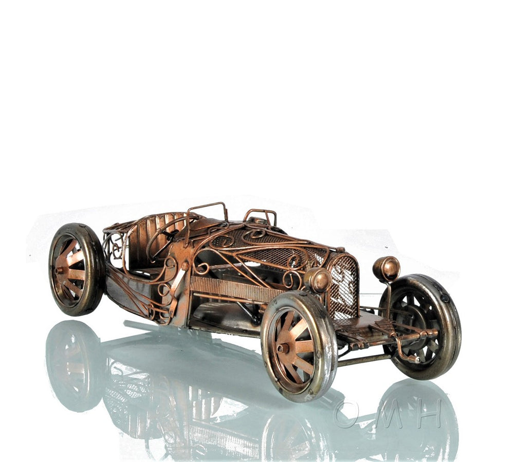 Homeroots C1924 Bugatti Bronze And Silver Open Frame Racecar Sculpture  Metal 401146