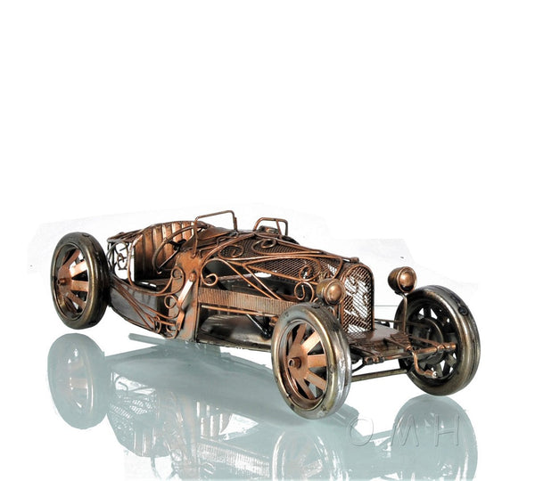 Homeroots C1924 Bugatti Bronze And Silver Open Frame Racecar Sculpture  Metal 401146