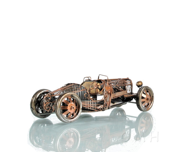 Homeroots C1924 Bugatti Bronze And Silver Open Frame Racecar Sculpture  Metal 401146