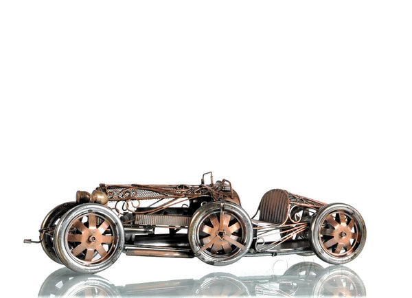 Homeroots C1924 Bugatti Bronze And Silver Open Frame Racecar Sculpture  Metal 401146