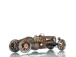 Homeroots C1924 Bugatti Bronze And Silver Open Frame Racecar Sculpture  Metal 401146