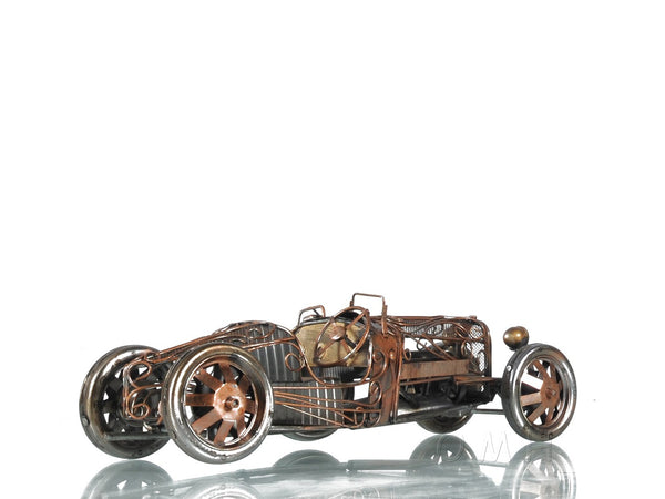 Homeroots C1924 Bugatti Bronze And Silver Open Frame Racecar Sculpture  Metal 401146
