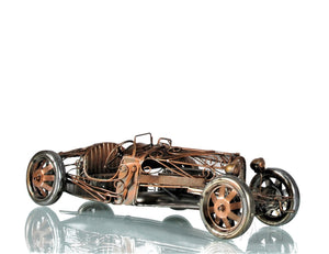 Homeroots C1924 Bugatti Bronze And Silver Open Frame Racecar Sculpture  Metal 401146