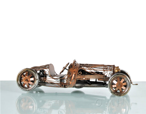 Homeroots C1924 Bugatti Bronze And Silver Open Frame Racecar Sculpture  Metal 401146