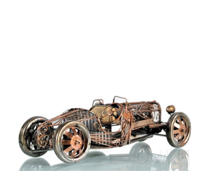 Homeroots C1924 Bugatti Bronze And Silver Open Frame Racecar Sculpture  Metal 401146