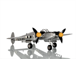 Homeroots C1941 Lockheed P-38 Lightning Fighter Sculpture  Metal 401150