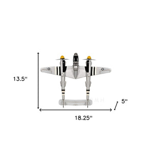 Homeroots C1941 Lockheed P-38 Lightning Fighter Sculpture  Metal 401150
