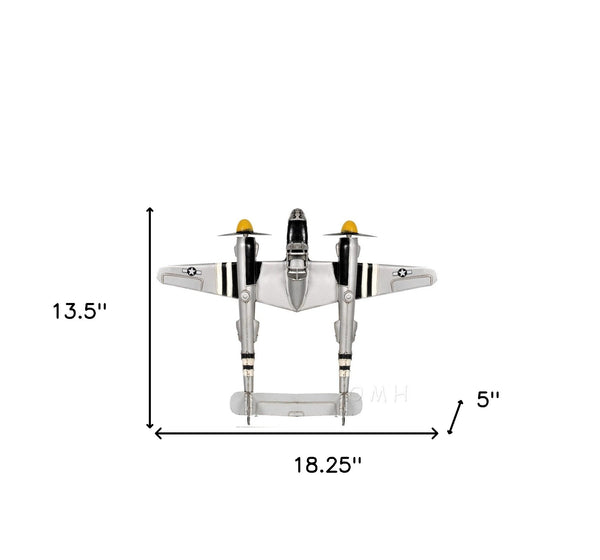 Homeroots C1941 Lockheed P-38 Lightning Fighter Sculpture  Metal 401150