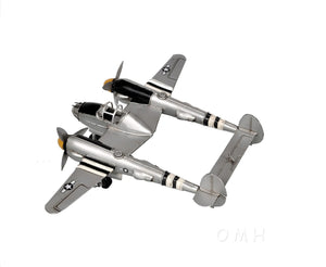 Homeroots C1941 Lockheed P-38 Lightning Fighter Sculpture  Metal 401150