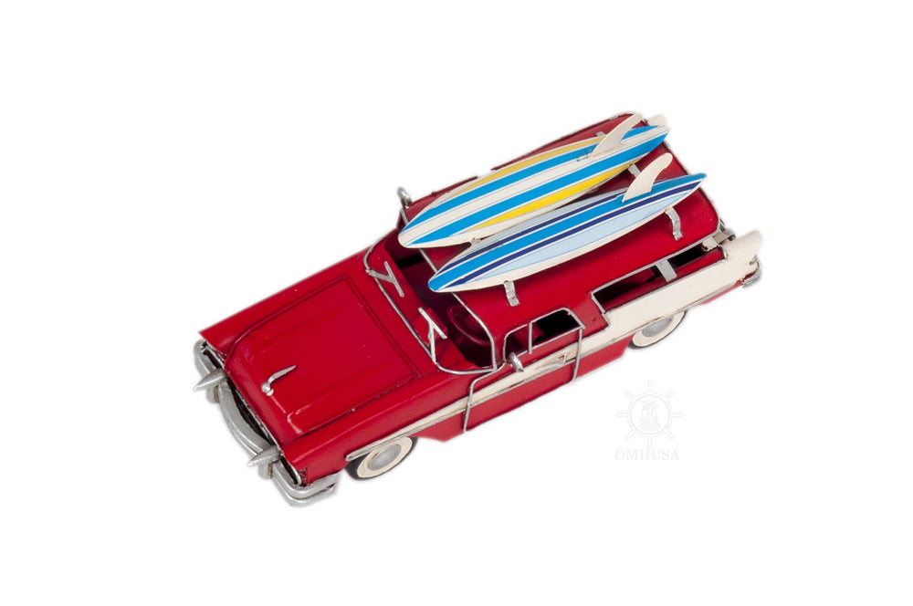 Homeroots C1957 Red Ford Country Squire Station Wagon Sculpture  Metal 401154
