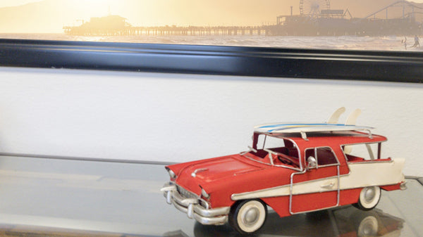 Homeroots C1957 Red Ford Country Squire Station Wagon Sculpture  Metal 401154