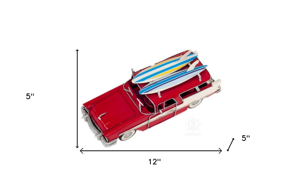 Homeroots C1957 Red Ford Country Squire Station Wagon Sculpture  Metal 401154
