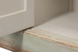 Sarreid Antique Whitewash Sideboard: Stylish 4-door Design With Natural Old Pine Top And Removable Shelves White  40116