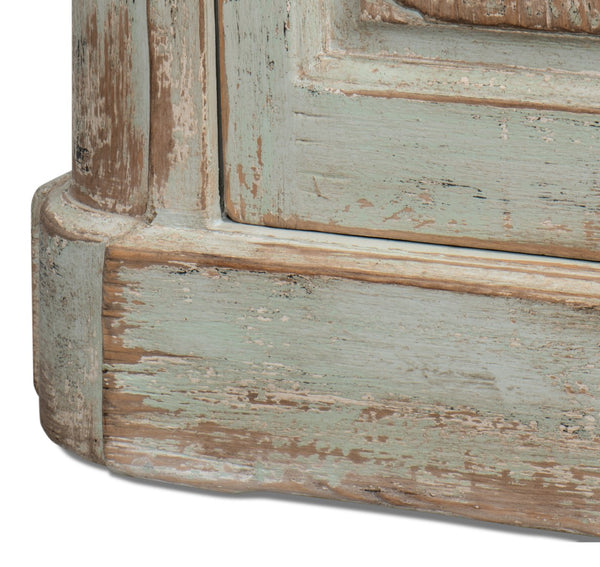 Sarreid 4 Door Sideboard Sage - Charming Reclaimed Pine With Natural Old Pine Top And Removable Shelves Green  40116-4