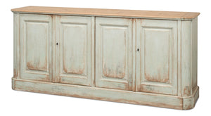 Sarreid Antique Whitewash Sideboard: Stylish 4-door Design With Natural Old Pine Top And Removable Shelves White  40116