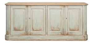 Sarreid Antique Whitewash Sideboard: Stylish 4-door Design With Natural Old Pine Top And Removable Shelves White  40116