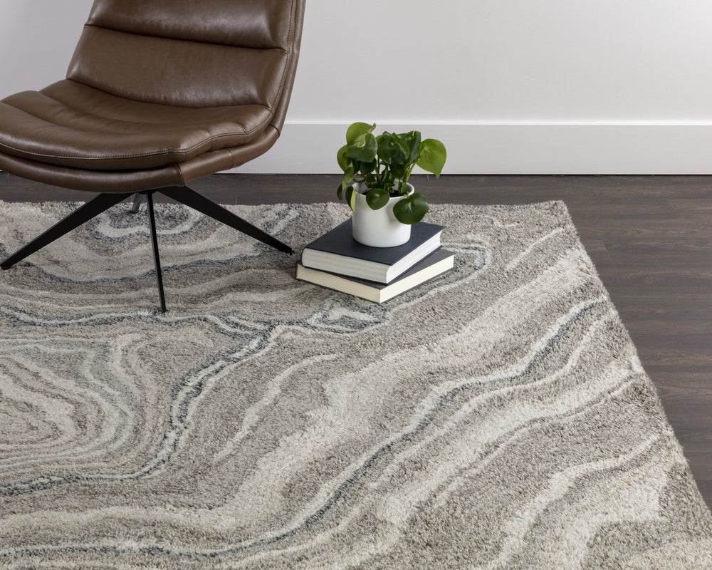 Sunpan LORETTO Hand-Tufted Hexagon Rug - Natural Viscose - Stylish 9' x 12' Area Rug for Modern Spaces 108734
