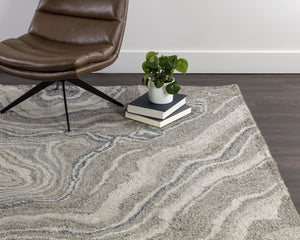 Sunpan LORETTO Hand-Tufted Hexagon Rug - Natural Viscose - Stylish 9' x 12' Area Rug for Modern Spaces 108734