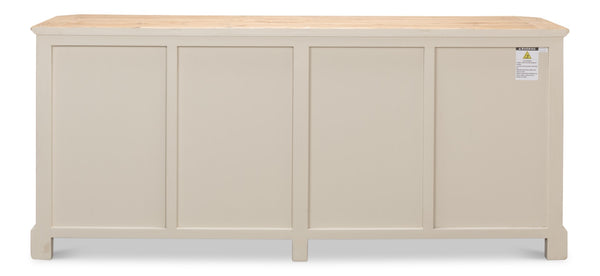 Sarreid Antique Whitewash Sideboard: Stylish 4-door Design With Natural Old Pine Top And Removable Shelves White  40116