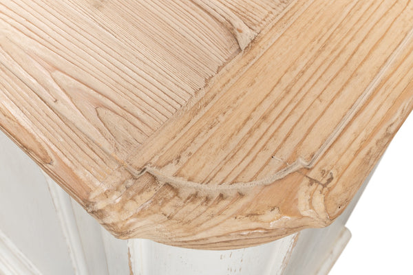 Sarreid Antique Whitewash Sideboard: Stylish 4-door Design With Natural Old Pine Top And Removable Shelves White  40116