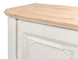 Sarreid Antique Whitewash Sideboard: Stylish 4-door Design With Natural Old Pine Top And Removable Shelves White  40116