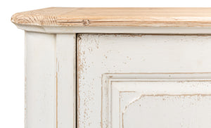 Sarreid Antique Whitewash Sideboard: Stylish 4-door Design With Natural Old Pine Top And Removable Shelves White  40116
