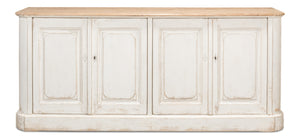 Sarreid Antique Whitewash Sideboard: Stylish 4-door Design With Natural Old Pine Top And Removable Shelves White  40116