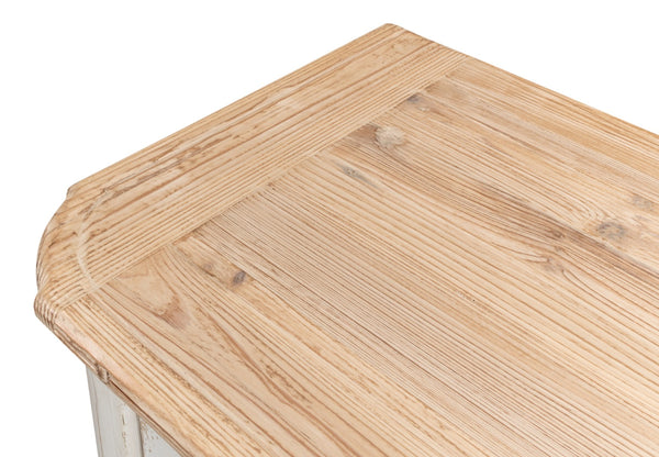 Sarreid Antique Whitewash Sideboard: Stylish 4-door Design With Natural Old Pine Top And Removable Shelves White  40116