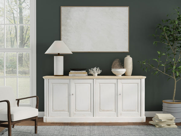 Sarreid Antique Whitewash Sideboard: Stylish 4-door Design With Natural Old Pine Top And Removable Shelves White  40116