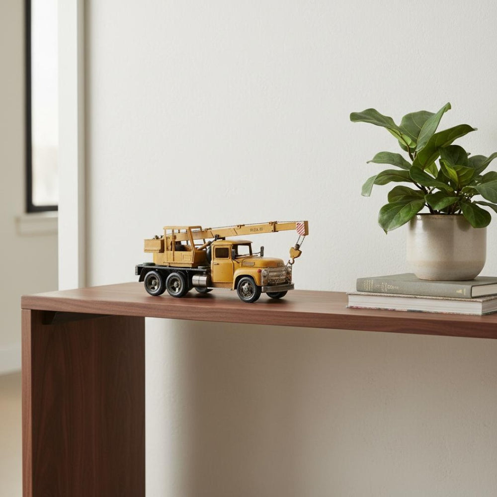 HomeRoots Crane Truck Sculpture - Handcrafted Vintage Industrial Metal Decor for Collectors and Gift-Giving 401178