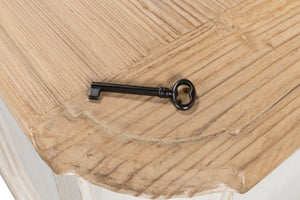 Sarreid Antique Whitewash Sideboard With Natural Old Pine Top - 6 Door Storage & 3 Removable Shelves White  40117