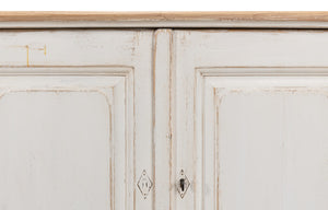 Sarreid Antique Whitewash Sideboard With Natural Old Pine Top - 6 Door Storage & 3 Removable Shelves White  40117
