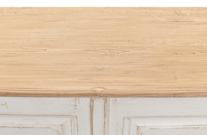 Sarreid Antique Whitewash Sideboard With Natural Old Pine Top - 6 Door Storage & 3 Removable Shelves White  40117