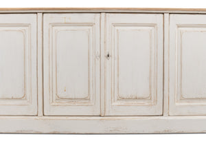 Sarreid Antique Whitewash Sideboard With Natural Old Pine Top - 6 Door Storage & 3 Removable Shelves White  40117