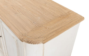 Sarreid Antique Whitewash Sideboard With Natural Old Pine Top - 6 Door Storage & 3 Removable Shelves White  40117