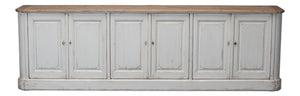 Sarreid Antique Whitewash Sideboard With Natural Old Pine Top - 6 Door Storage & 3 Removable Shelves White  40117