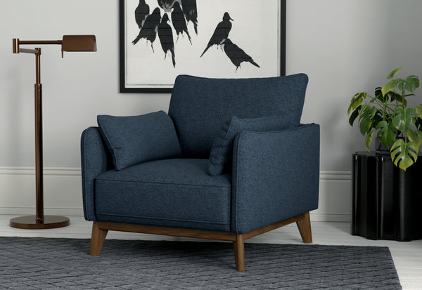 English Elm Wallace & Bay - Blue Mid-Century Modern Fabric Chair in Navy Storm – Comfortable, Easy-Care Accent Seat, 35.4"W B361P384457