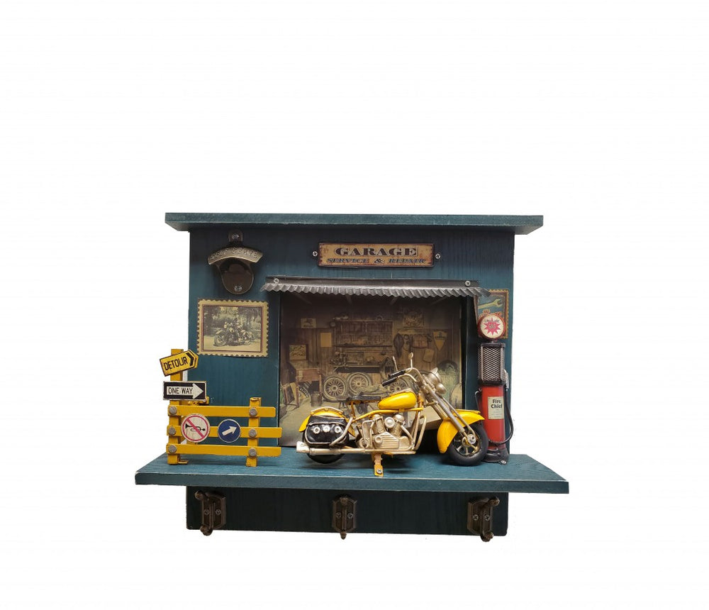 Homeroots Vintage Harley Garage Key Organizer  Metal 401182