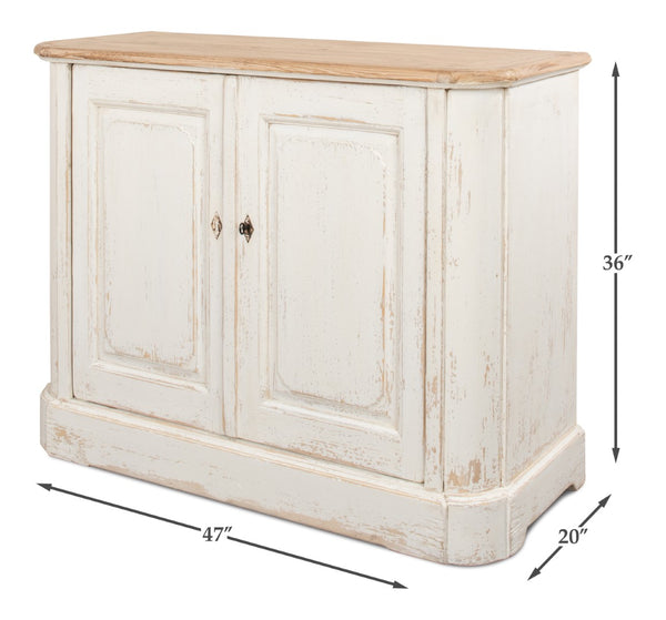 Sarreid Stephano Two Door Sideboard With Removable Shelf - Reclaimed Pine In Antique Whitewash Finish White  40118