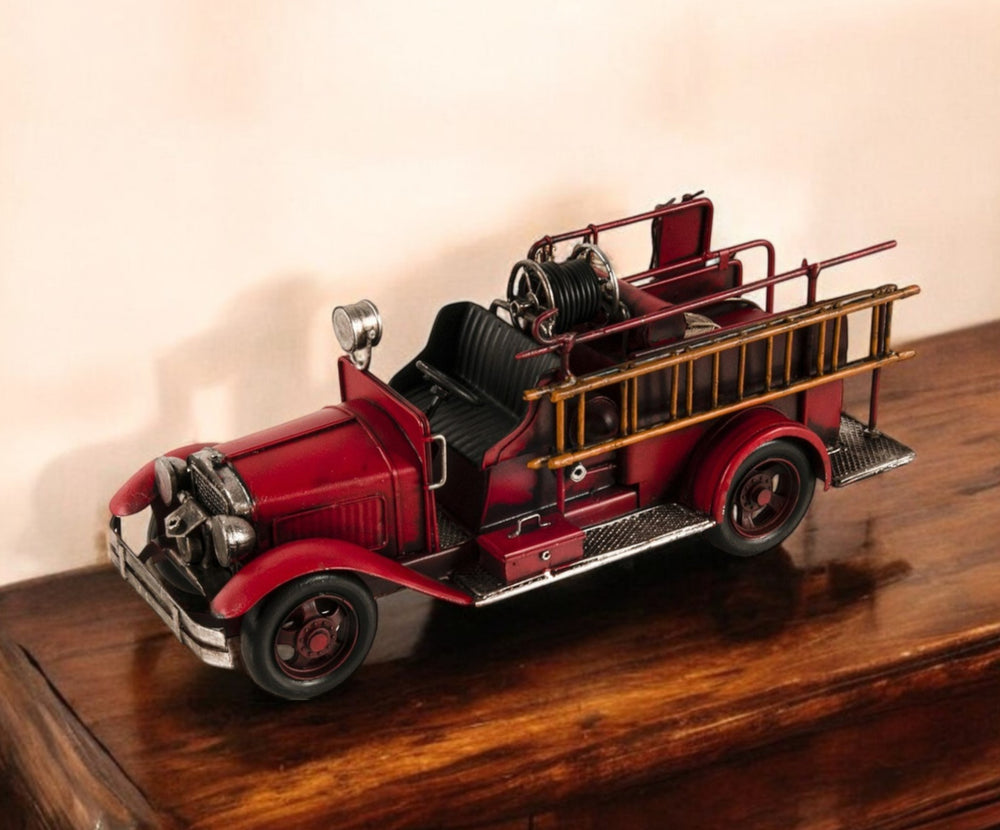 Homeroots 6" Red Metal Hand Painted Model Car Tabletop Sculpture  Metal 401191