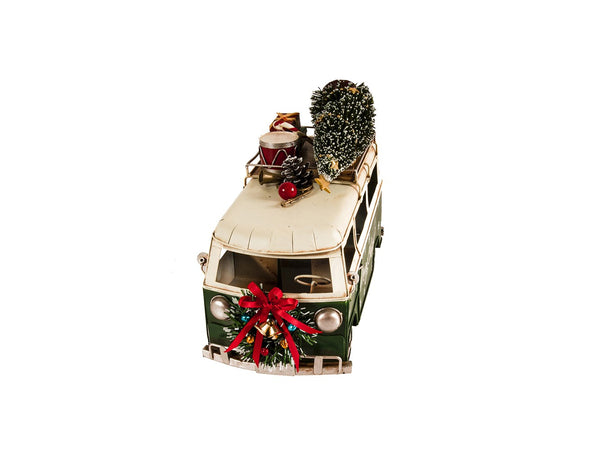 Homeroots C1960s Volkswagen Christmas Bus Sculpture  Metal 401196
