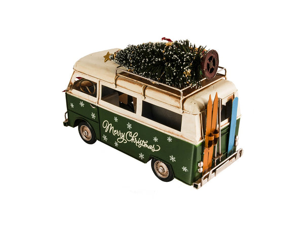Homeroots C1960s Volkswagen Christmas Bus Sculpture  Metal 401196