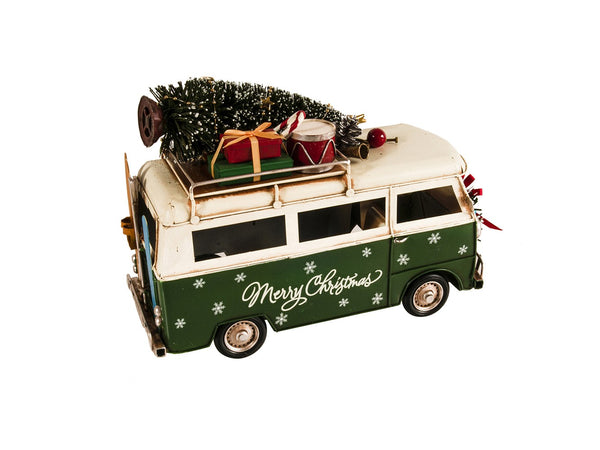 Homeroots C1960s Volkswagen Christmas Bus Sculpture  Metal 401196