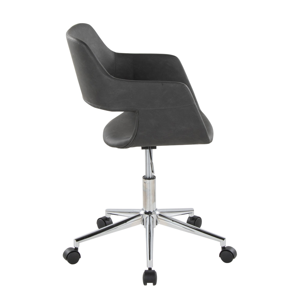 English Elm Margarite Modern Task Chair In Grey Faux Leather With Chrome Base – Ergonomic Comfort & Style B202P223922