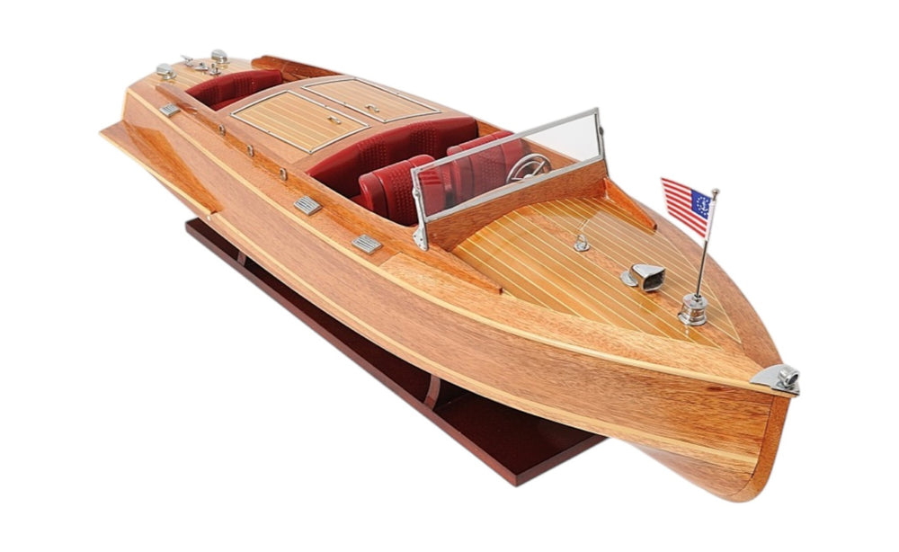 HomeRoots c1938 Chris Craft Runabout Handcrafted Model – Stunning Nautical Decor with Authentic Details & Finish 401203