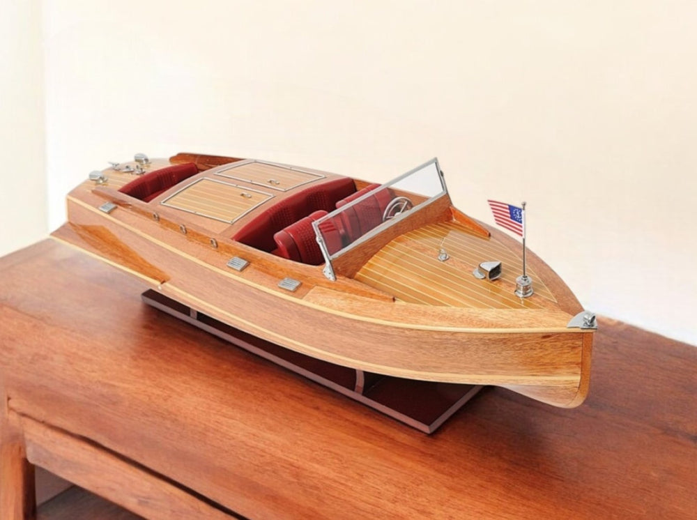 HomeRoots c1938 Chris Craft Runabout Handcrafted Model – Stunning Nautical Decor with Authentic Details & Finish 401203