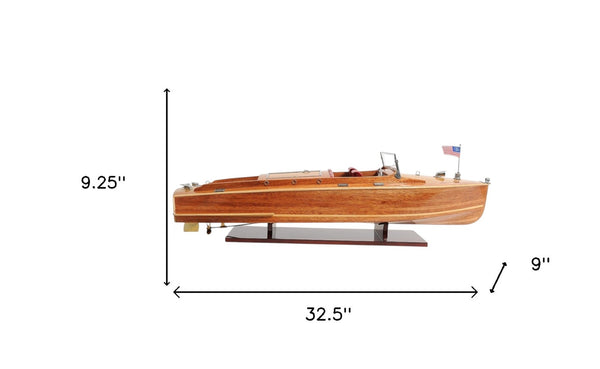 HomeRoots c1938 Chris Craft Runabout Handcrafted Model – Stunning Nautical Decor with Authentic Details & Finish 401203