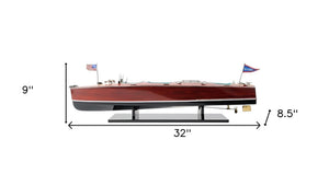 HomeRoots c1928 Chris Craft Triple Cockpit Model - Handcrafted Nautical Replica for Collectors & Decor Lovers 401204